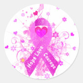 Rosa Brustkrebs Schleife Runder Aufkleber (Vorderseite)