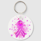Rosa Brustkrebs Schleife Schlüsselanhänger (Vorderseite)