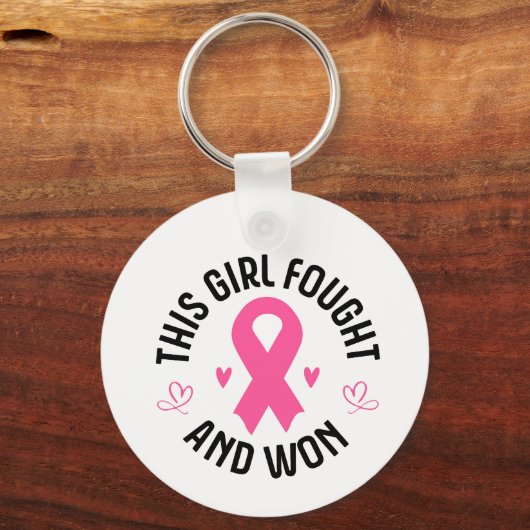Rosa Brustkrebs Schleife Schlüsselanhänger (Vorderseite)