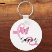 Rosa Brustkrebs Schleife Schlüsselanhänger (Vorderseite)