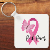 Rosa Brustkrebs Schleife Schlüsselanhänger (Vorderseite)