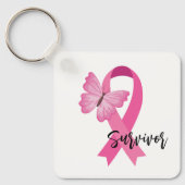 Rosa Brustkrebs Schleife Schlüsselanhänger (Vorderseite)