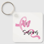 Rosa Brustkrebs Schleife Schlüsselanhänger (Vorderseite)