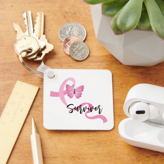 Rosa Brustkrebs Schleife Schlüsselanhänger (Schreibtisch)