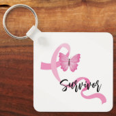 Rosa Brustkrebs Schleife Schlüsselanhänger (Vorderseite)