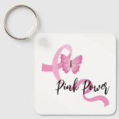 Rosa Brustkrebs Schleife Schlüsselanhänger (Vorderseite)