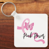 Rosa Brustkrebs Schleife Schlüsselanhänger (Vorderseite)