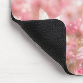 Rosa Brustkrebs-Schleife Schmetterlinge im Garten Mousepad (Ecke)