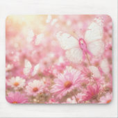 Rosa Brustkrebs-Schleife Schmetterlinge im Garten Mousepad (Vorne)