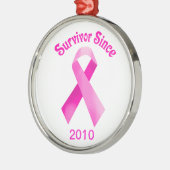 Rosa Brustkrebs Schleife Silbernes Ornament (Links)