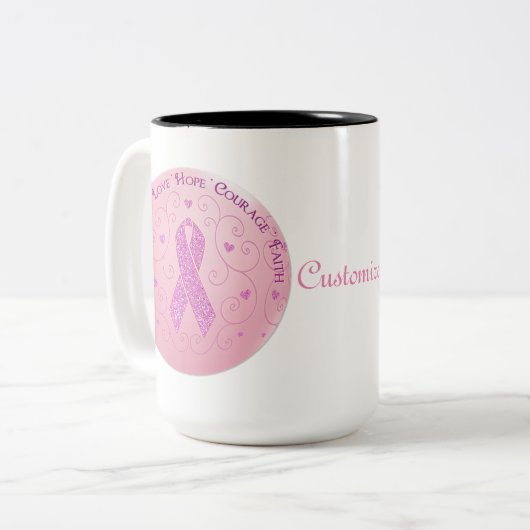 Rosa Brustkrebs Schleife Tasse (Vorderseite Links)
