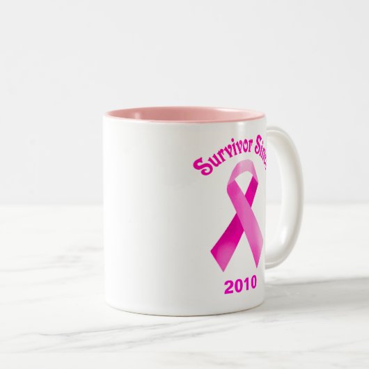 Rosa Brustkrebs Schleife Tasse (VorderseiteRechts)