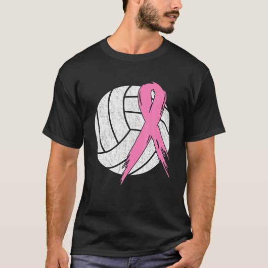 Rosa Brustkrebs Schleife Volleyball Awareness Cos T-Shirt (Vorderseite)