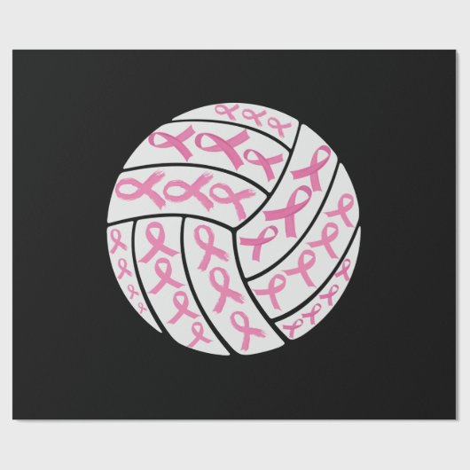 Rosa Brustkrebs Schleife Volleyball-Bewusstsein Geschenkpapier (Flach)