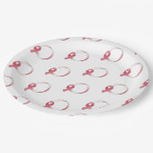 Rosa Brustkrebs-Schleife Zeichnend BCA Monat Pappteller (Schrägansicht)