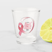 Rosa Brustkrebs-Schleife Zeichnend BCA Monat Schnapsglas (Vorderseite)