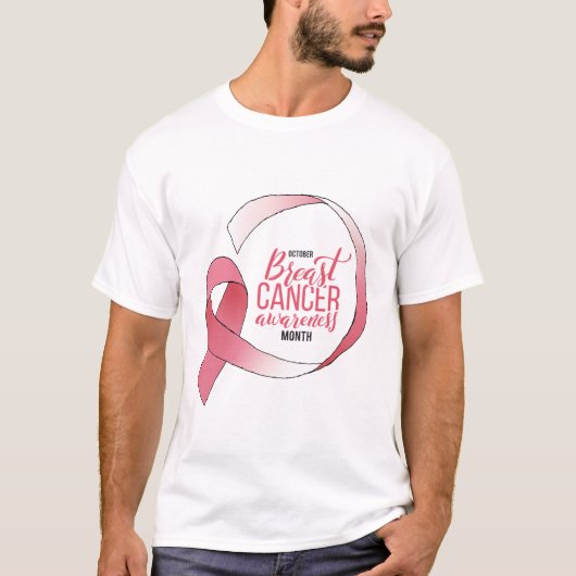 Rosa Brustkrebs-Schleife Zeichnend BCA Monat T-Shirt (Vorderseite)