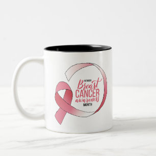 Rosa Brustkrebs-Schleife Zeichnend BCA Monat Zweifarbige Tasse