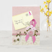 Rosa Brustkrebs Schleife zum Nachdenken Karte (Gelbe Blume)