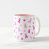 Rosa Brustkrebs Schleife Zweifarbige Tasse (VorderseiteRechts)