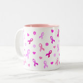 Rosa Brustkrebs Schleife Zweifarbige Tasse (Vorderseite Links)