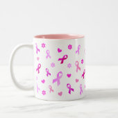 Rosa Brustkrebs Schleife Zweifarbige Tasse (Links)