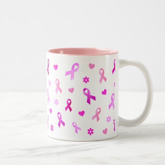 Rosa Brustkrebs Schleife Zweifarbige Tasse (Rechts)