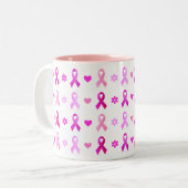 Rosa Brustkrebs Schleife Zweifarbige Tasse (Vorderseite Links)