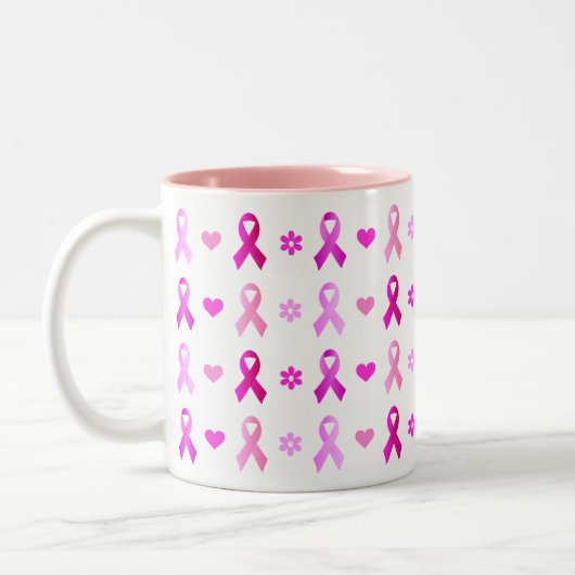 Rosa Brustkrebs Schleife Zweifarbige Tasse (Links)