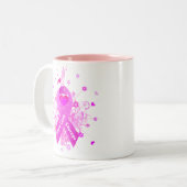 Rosa Brustkrebs Schleife Zweifarbige Tasse (Vorderseite Links)