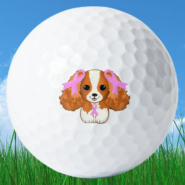 Rosa Brustkrebs Schleifen Cavalier King Charles Golfball