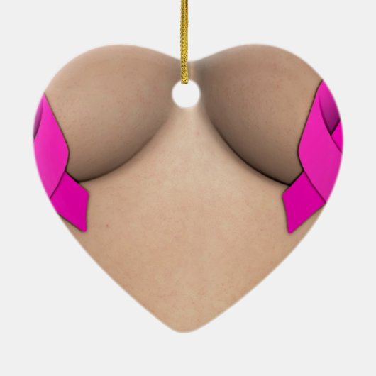 Rosa Brustkrebs Schleifen Weihnachtsschmuck (Hinten)