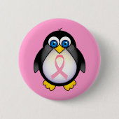 Rosa Brustkrebs Schleifepenguin-Geschenk Button (Vorderseite)