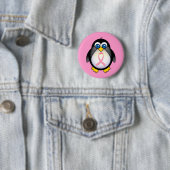 Rosa Brustkrebs Schleifepenguin-Geschenk Button (Beispiel)