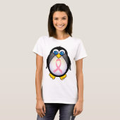 Rosa Brustkrebs Schleifepenguin-Geschenk T-Shirt (Vorne ganz)