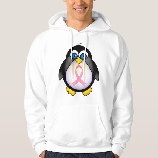 Rosa Brustkrebs SchleifePenguinhoodie-Geschenk Hoodie (Vorderseite)