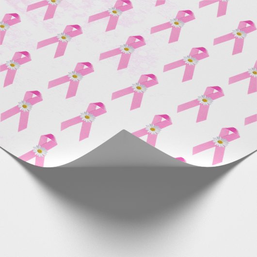 Rosa Brustkrebserkrankung Ribbons und Daisien Geschenkpapier (Ecke)