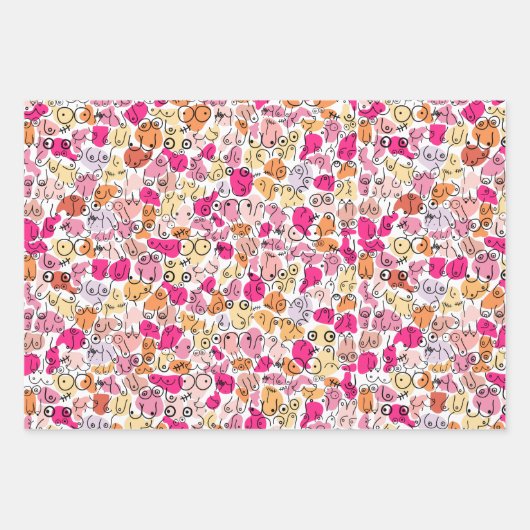 Rosa Brustmuster Spaß Geschenkpapier Set (Vorderseite 3)
