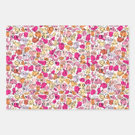 Rosa Brustmuster Spaß Geschenkpapier Set (Vorderseite 2)