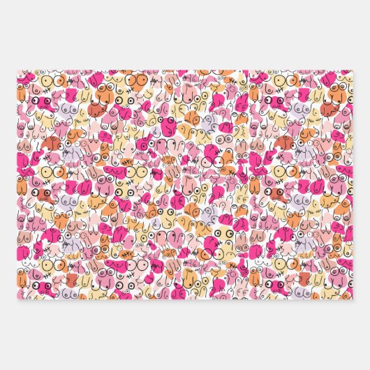 Rosa Brustmuster Spaß Geschenkpapier Set (Vorderseite)