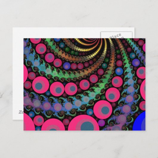 Rosa Bubble Fraktal Mosaik Postkarte (Vorne/Hinten)