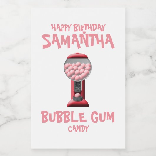 Rosa Bubble Gum Candy Machine Lebensmitteletikett (Einzelnes Label)