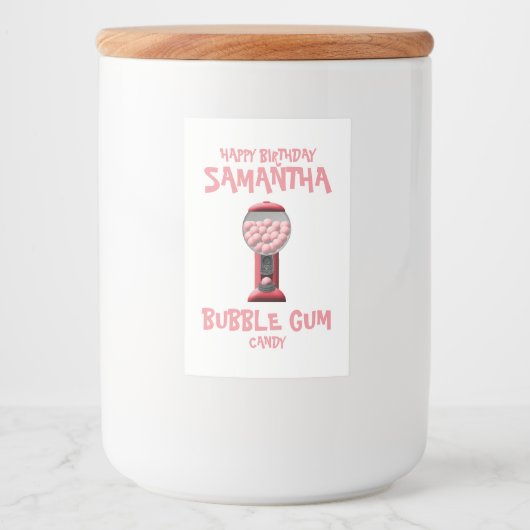Rosa Bubble Gum Candy Machine Lebensmitteletikett (Vorderseite)