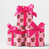 Rosa Bubble Gum Highland Cow Geschenkpapier