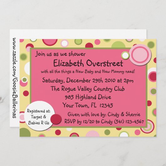 Rosa Bubble Gum Yum Baby Dusche Party Einladung (Vorne/Hinten)