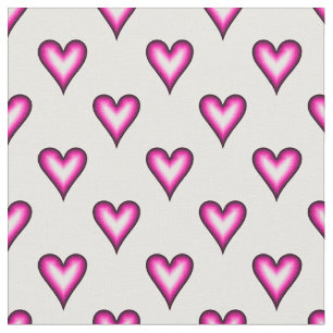 Rosa Bubble Hearts auf Weiß Stoff