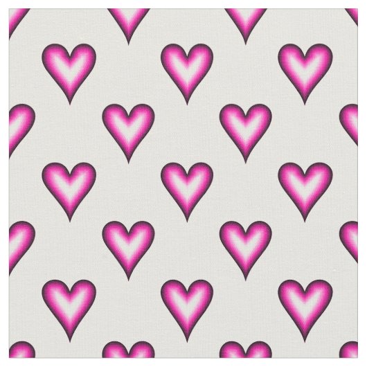 Rosa Bubble Hearts auf Weiß Stoff (Nahaufnahme)