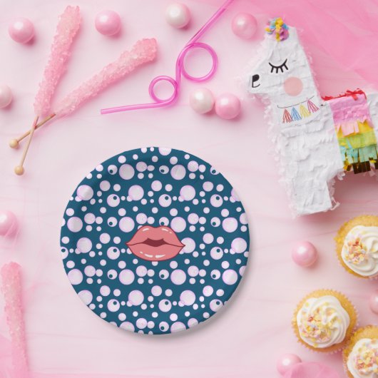Rosa Bubble Lips Papierplatte Pappteller (Party)