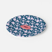 Rosa Bubble Lips Papierplatte Pappteller (Schrägansicht)