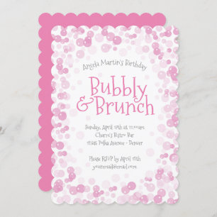 Rosa Bubble und Brunch Party Einladung